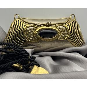 Vtg Exart Handmade Signed Handbag Metal Cabochon Stone Shoulder Purse